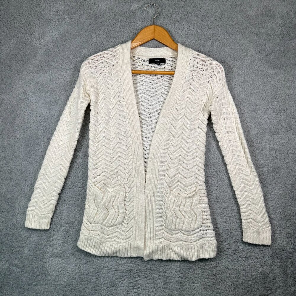 Mossimo Cardigan‎ Cream Long Sleeve Open Front Fuzzy Knit Sweater